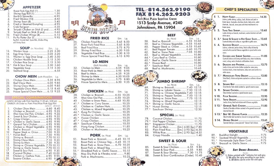 Menu photos beside a clean service counter.