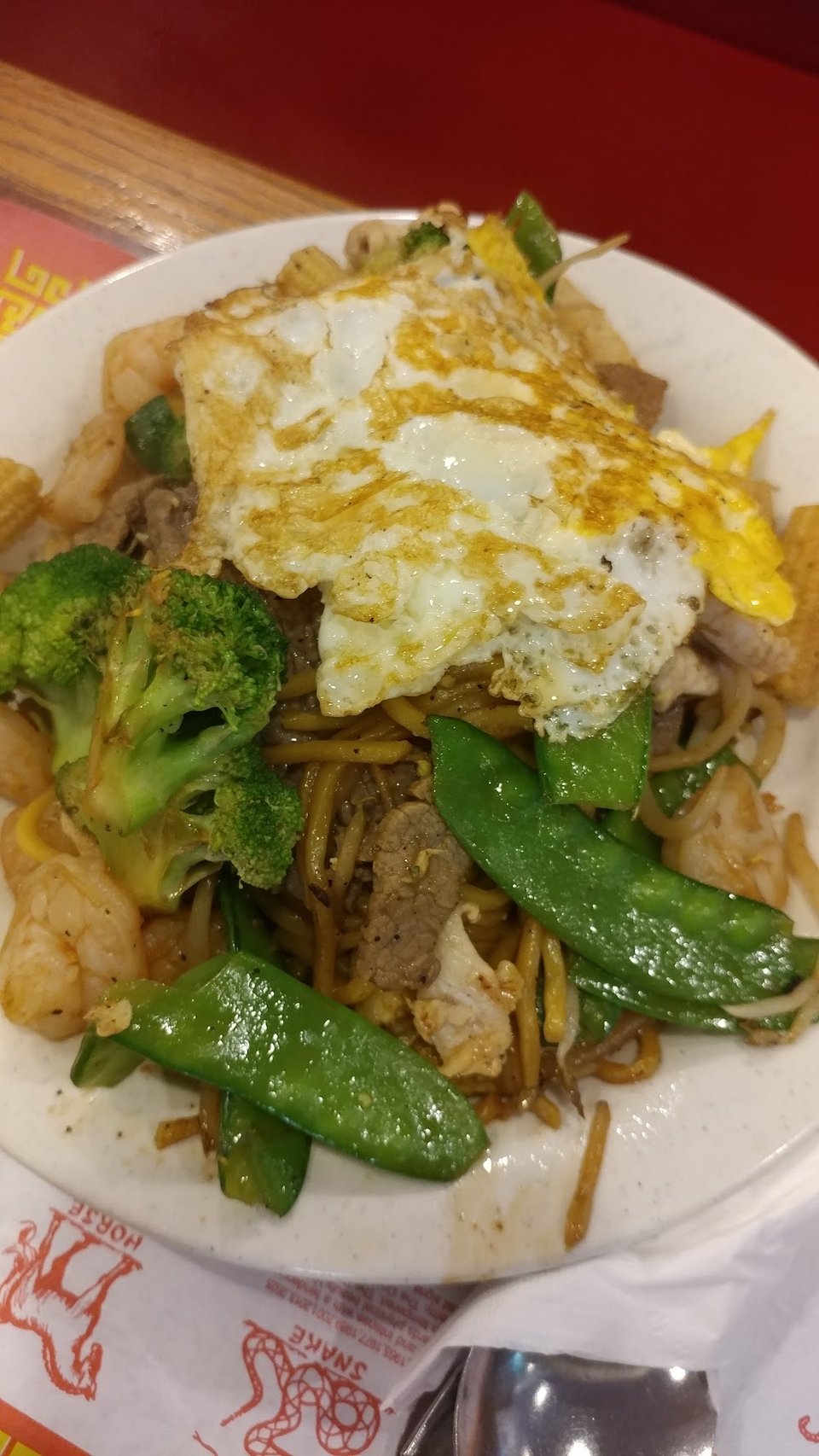 Menu page showing chow mein and fried rice.
